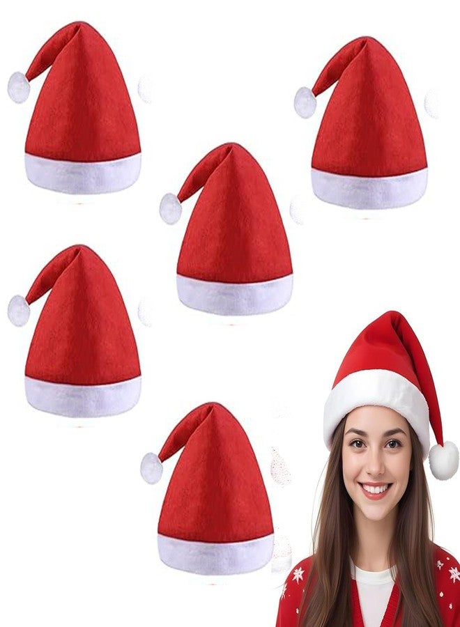 SAI PRASEEDA قبعات بابا نويل من ساي براسيدا - عبوة من 5 قطع | لون أحمر وأبيض | قبعات بابا نويل خفيفة الوزن للأطفال والكبار، مناسبة للحفلات والمدارس وتزيين العطلات BINCTH2 - Image 1